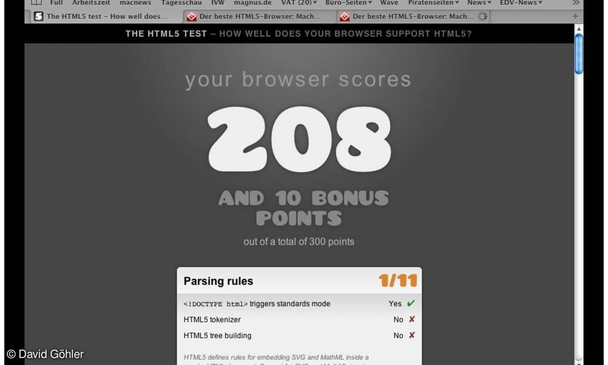 HTML5Test Safari Screenshot