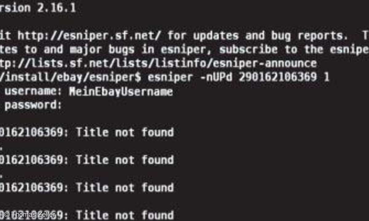 eBay mit Linux: esniper
