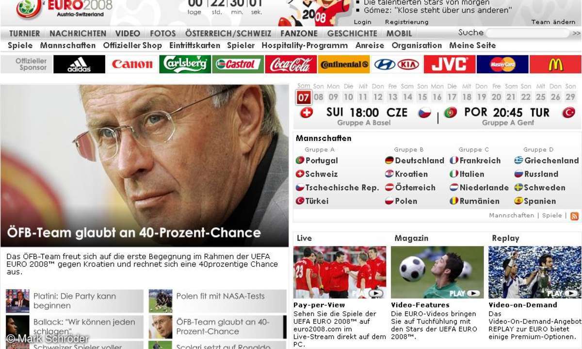 Fußball-EM: Uefa-Website