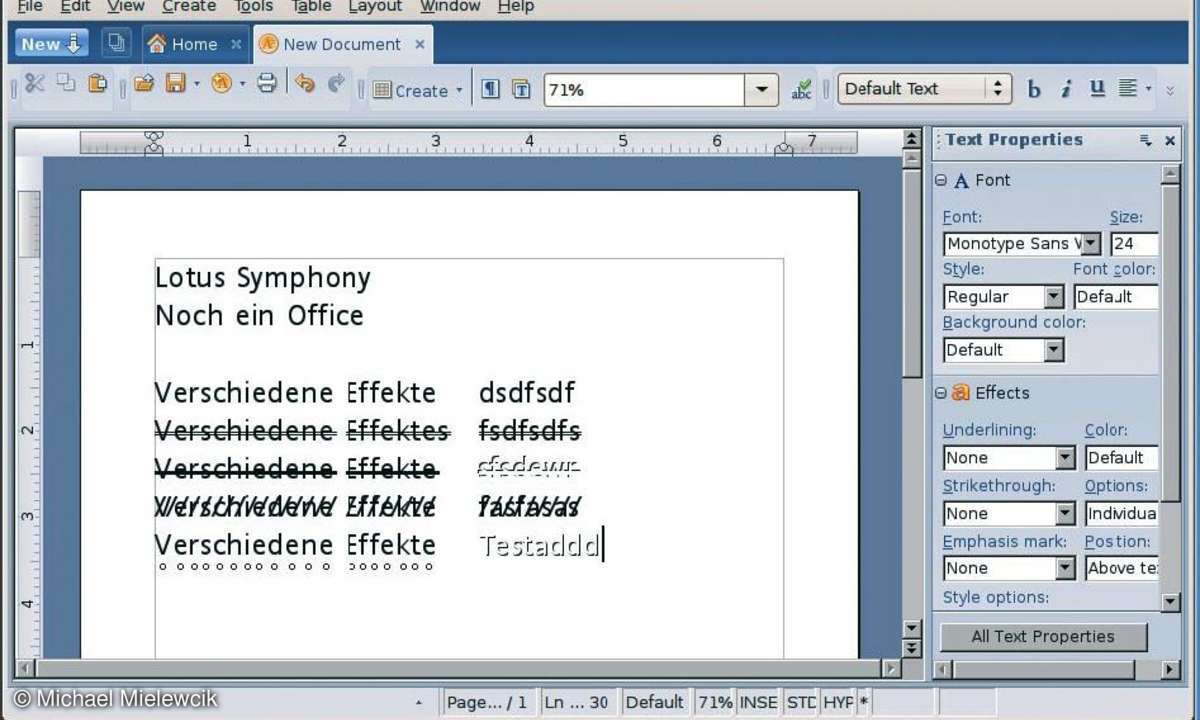Lotus Symphony: Textverarbeitung