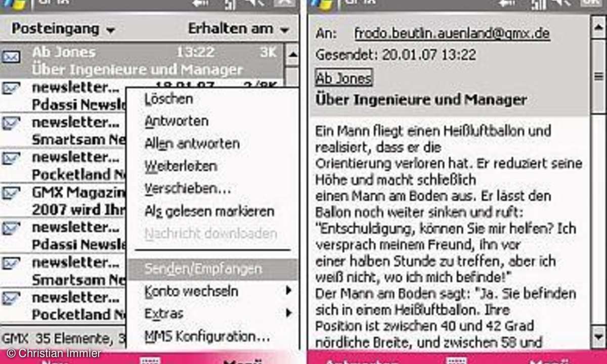 Praxis: E-Mail auf dem PDA