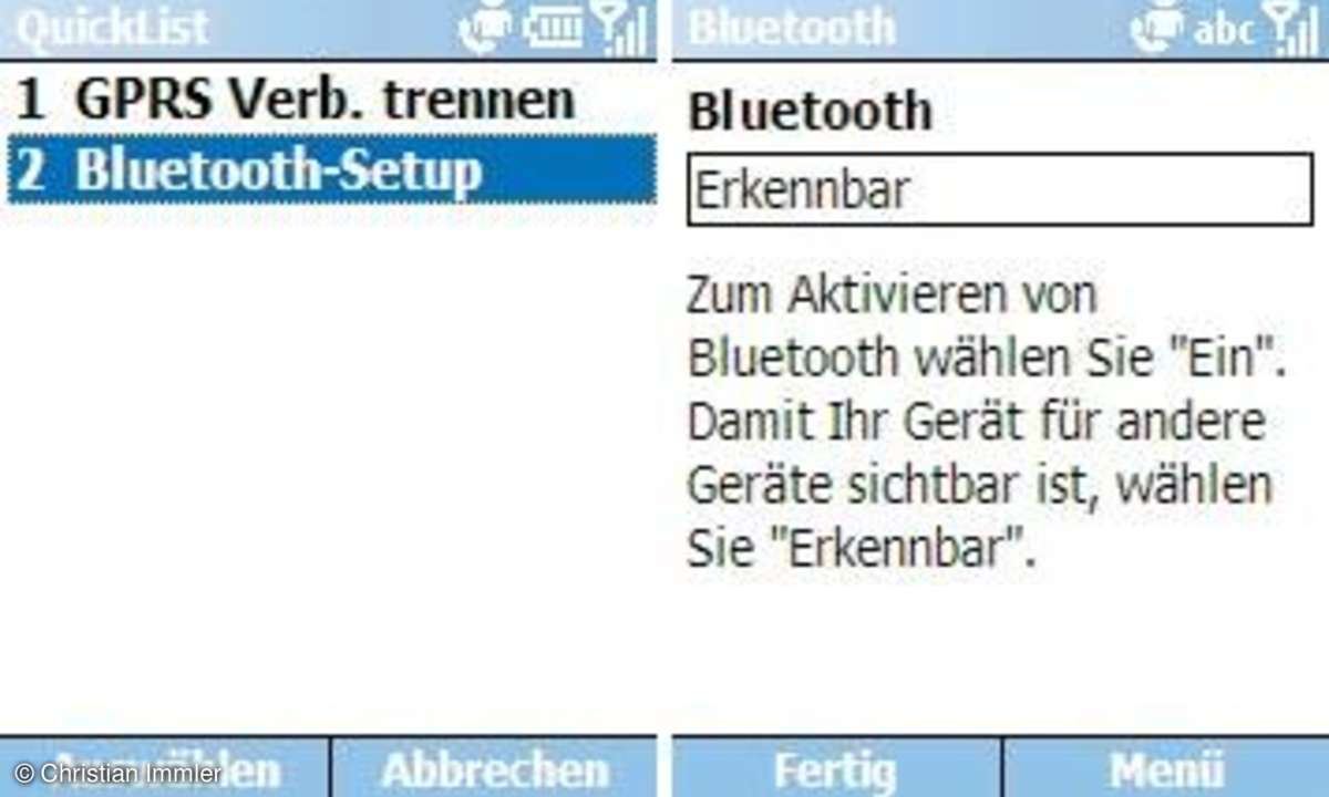 Praxis: Mit dem Notebook per Handy und Bluetooth ins Internet
