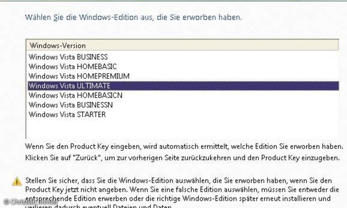 Praxis: Notebook auf Vista updaten