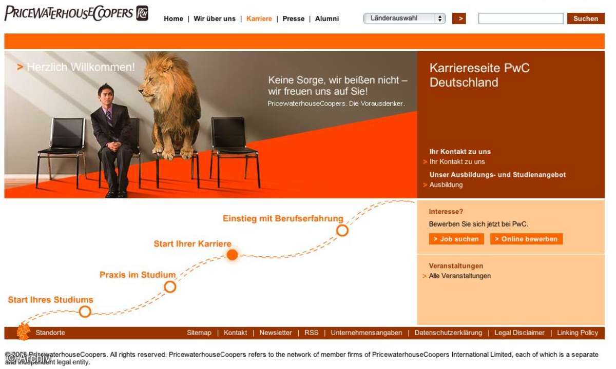 Karriereseite von PwC