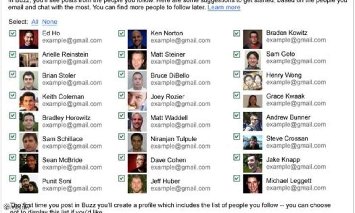 Google Buzz Vorschläge