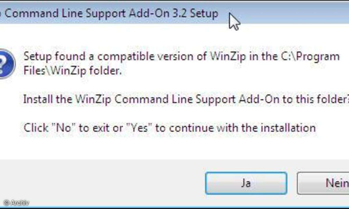 WinZip: Setup Kommandozeilenschnittstelle