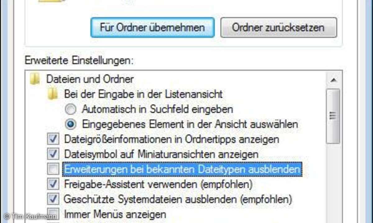 Dateiendungen einblenden