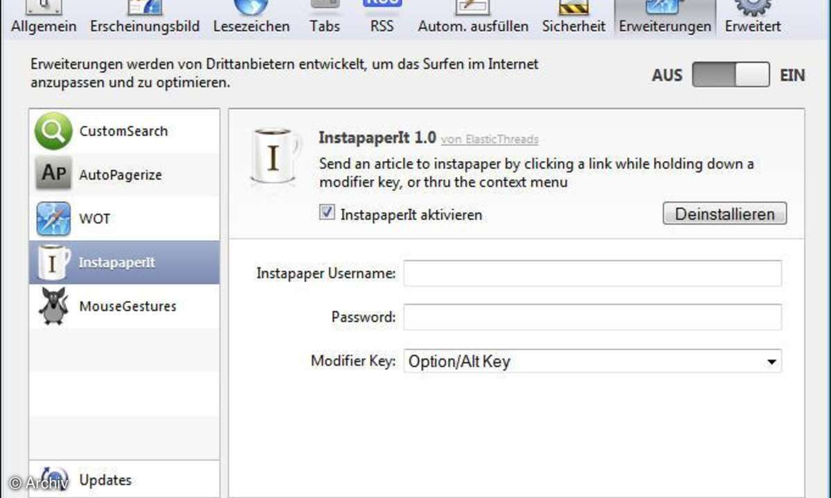 Instapaper Safari Produktivität