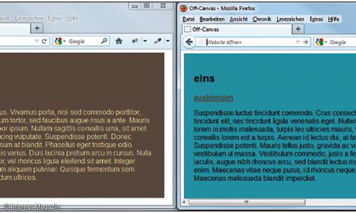 internet, webdesign, off-canvas, layout, desktop, css, javascript