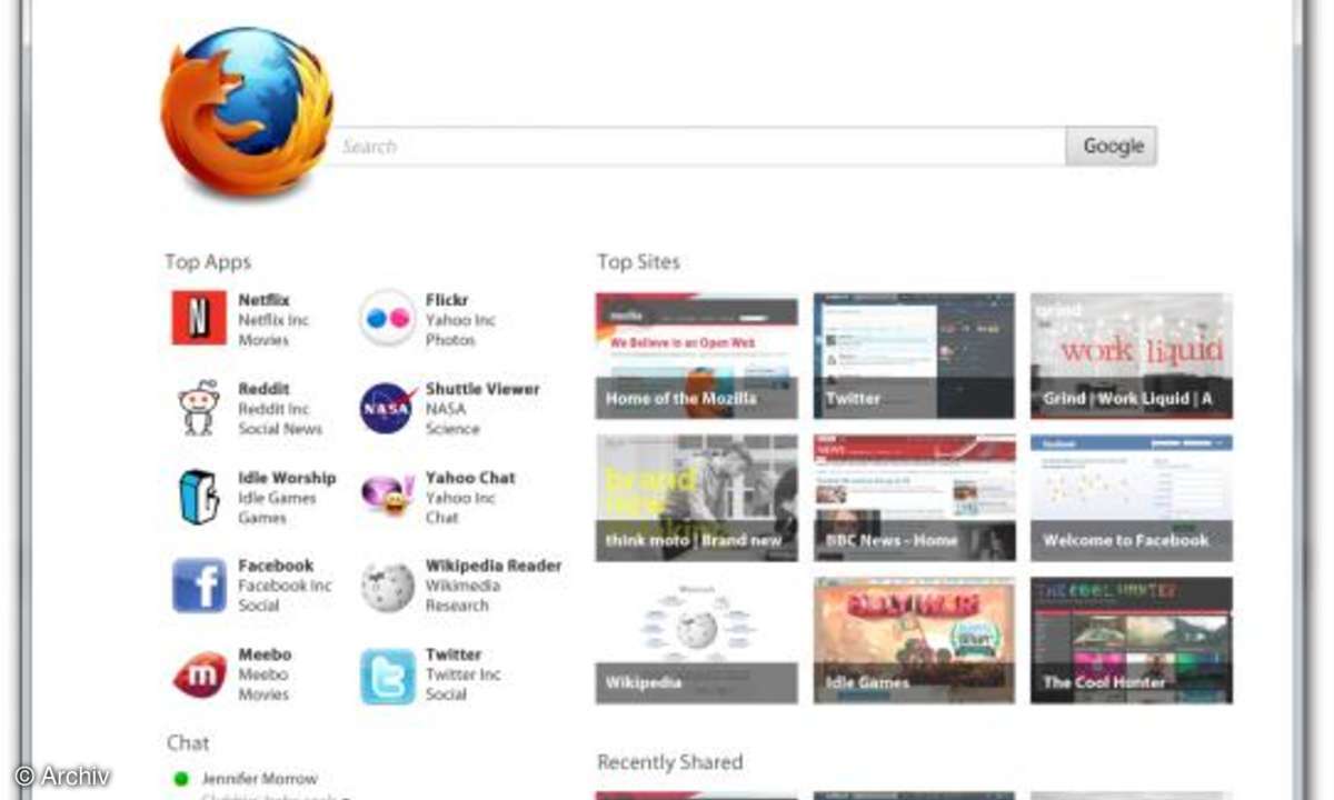 Firefox 13 Home-Tab