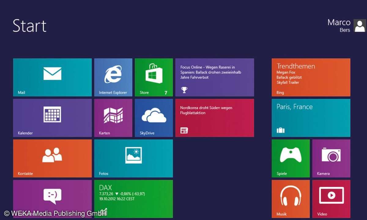 Kachelansicht in Windows 8