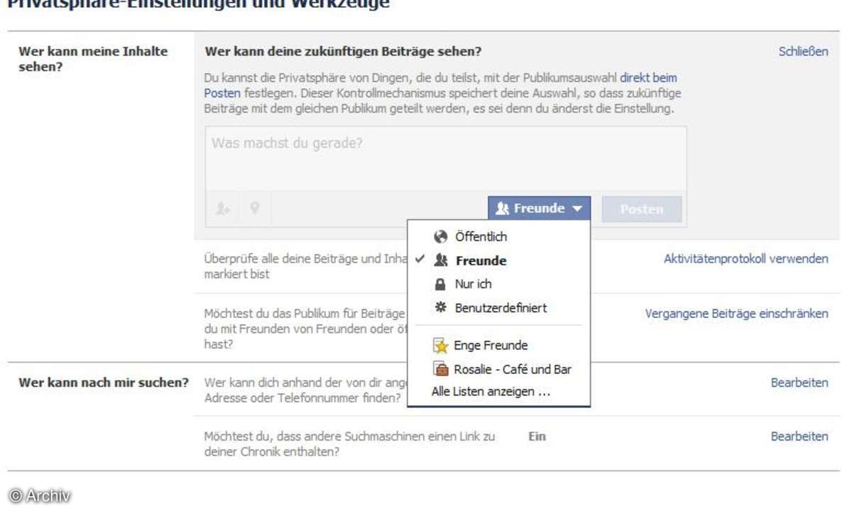 Facebook - Privatsphäre