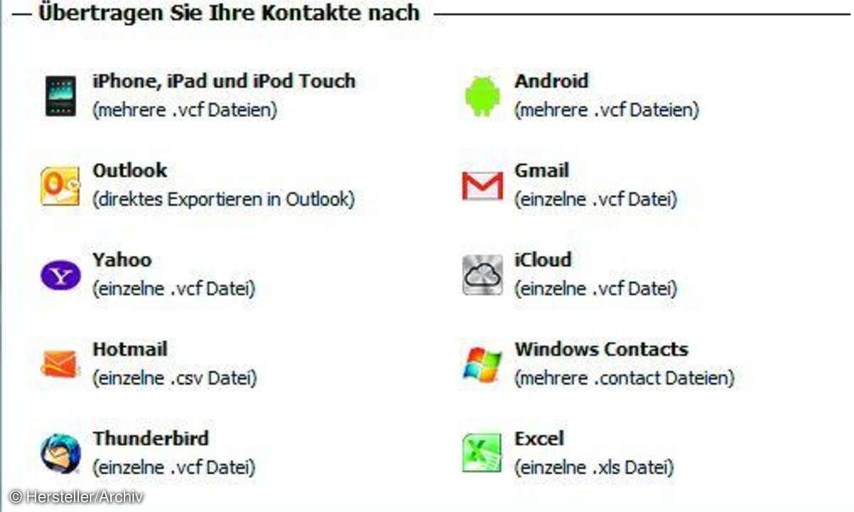 Übertragen Ihrer Kontakte