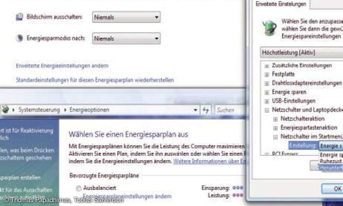 Windows Vista: Energieoptionen