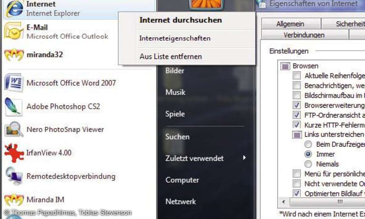 Windows Vista: Interneteigenschaften