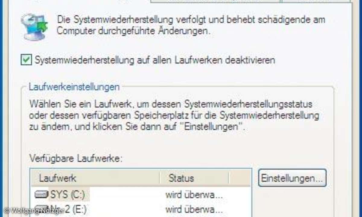 XP-Tuning: Systemwiederherstellung