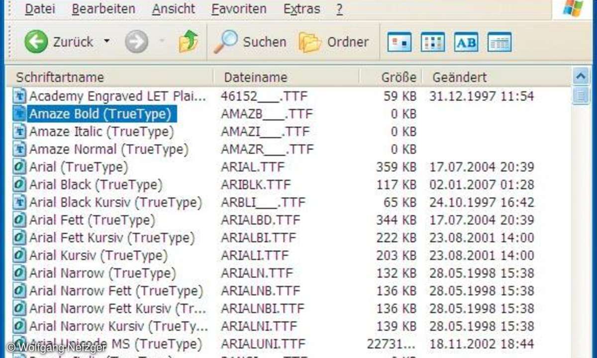 XP-Tuning: Schriftarten
