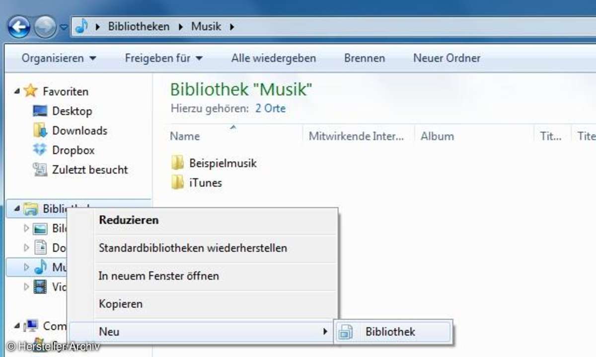 Windows 7 Bibliothek