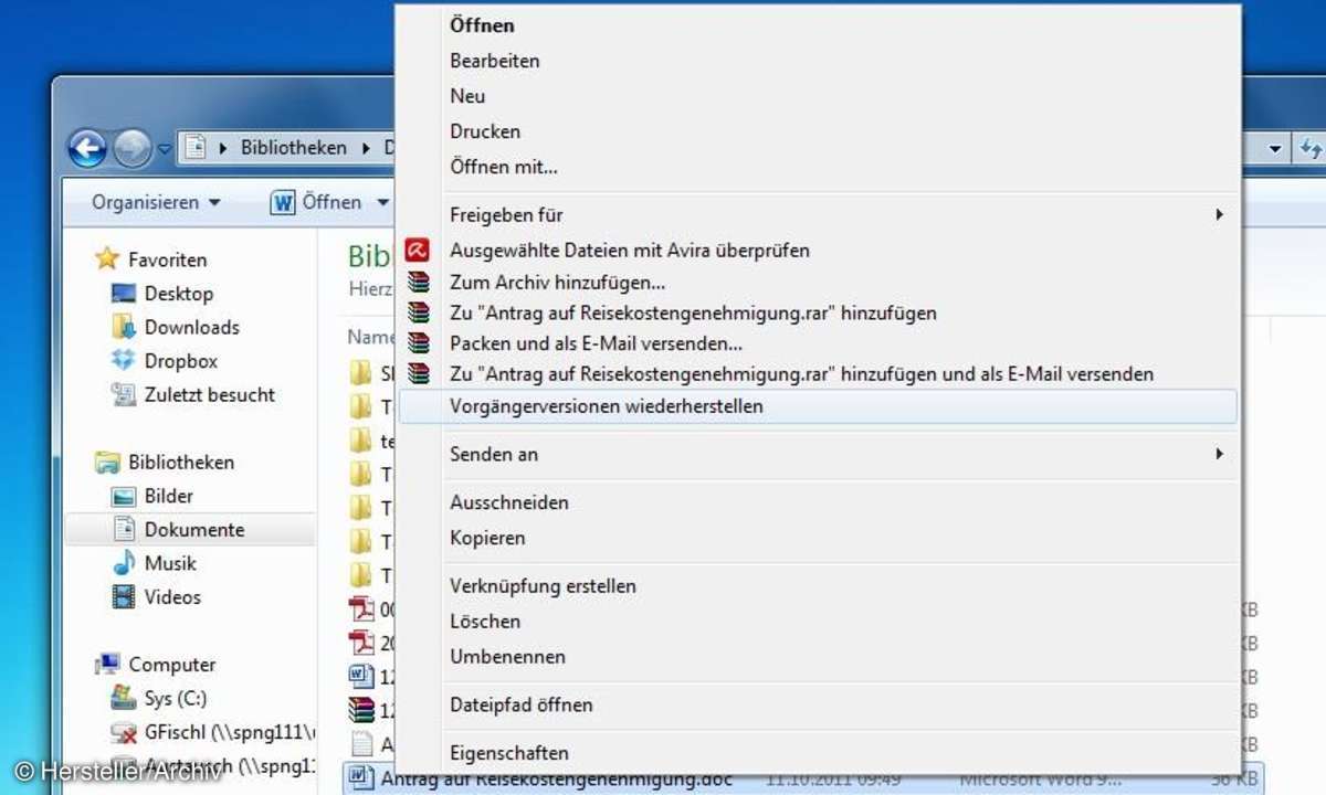 Vorgängerversion bei Dokumenten nutzen