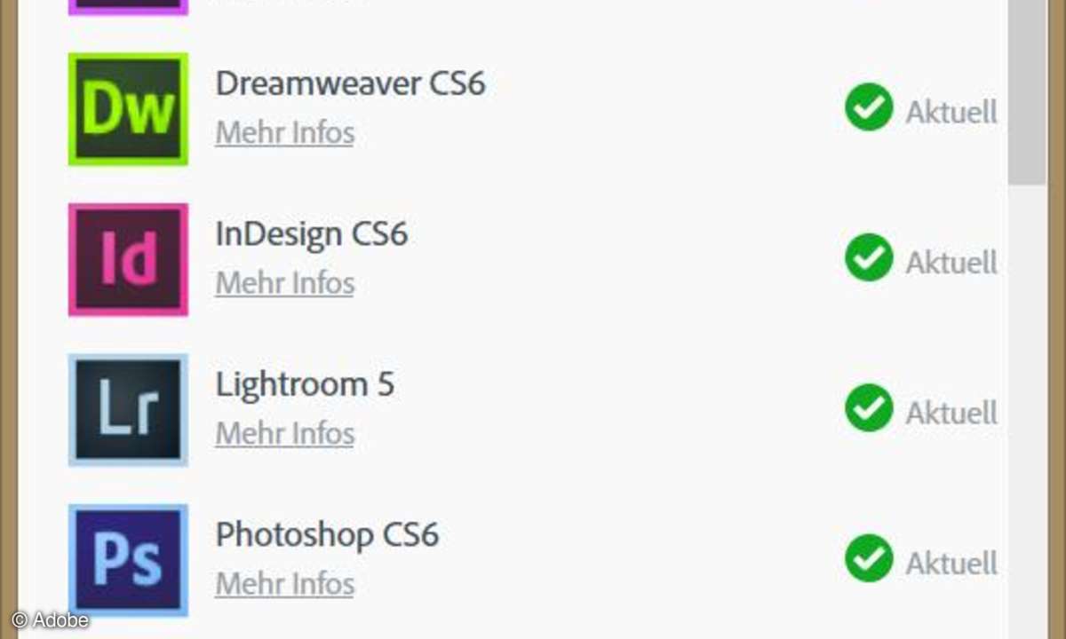Schon vorhandenen Applikationen in der Adobe Creative Cloud