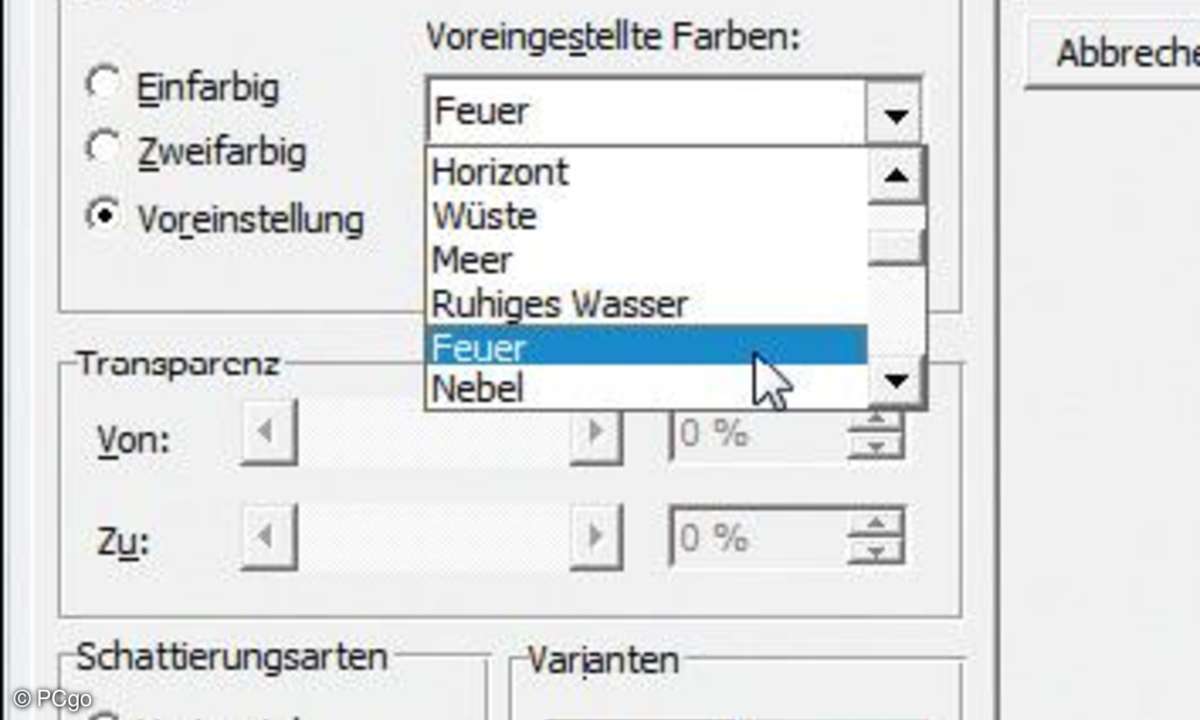 Graduelle Fülleffekte erzeugen besonders wirkungsvolle Hintergründe.