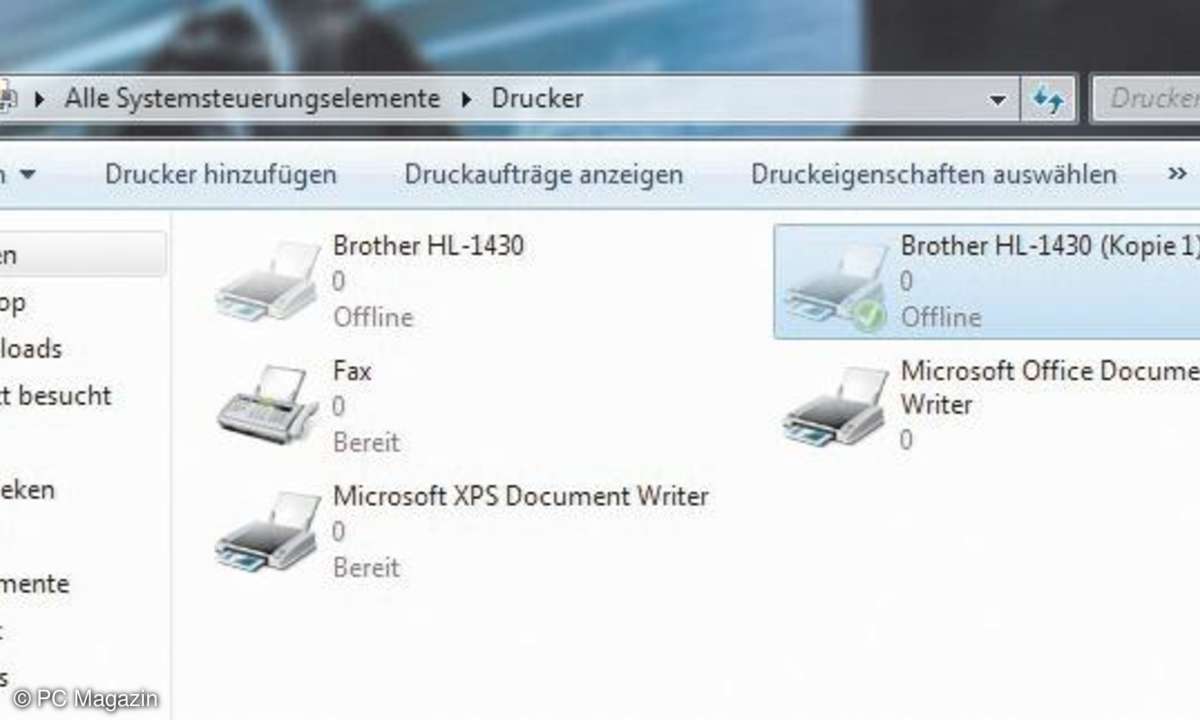Schnell gedruckt: Die Übersicht sehen Sie, welche Drucker aktuell eingerichtet sind.