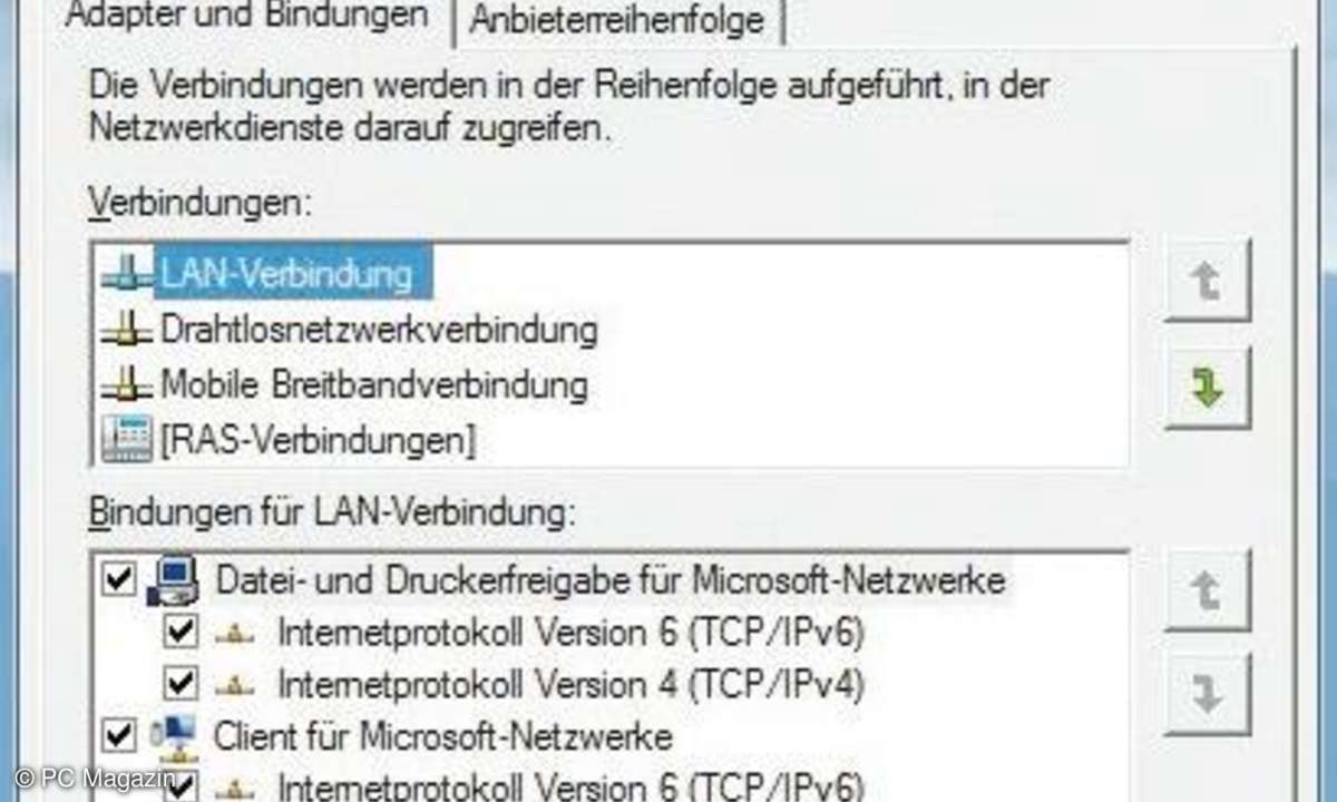 Vorfahrt ändern und achten: Mit wenigen Klicks ändern Sie die Reihenfolge der Netzwerkgeräte.