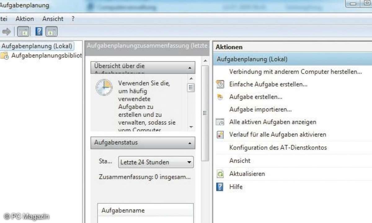 Trickreich genutzt: Die Aufgabenplanung hilft, ein Programm mit Administratorrechten zu starten.