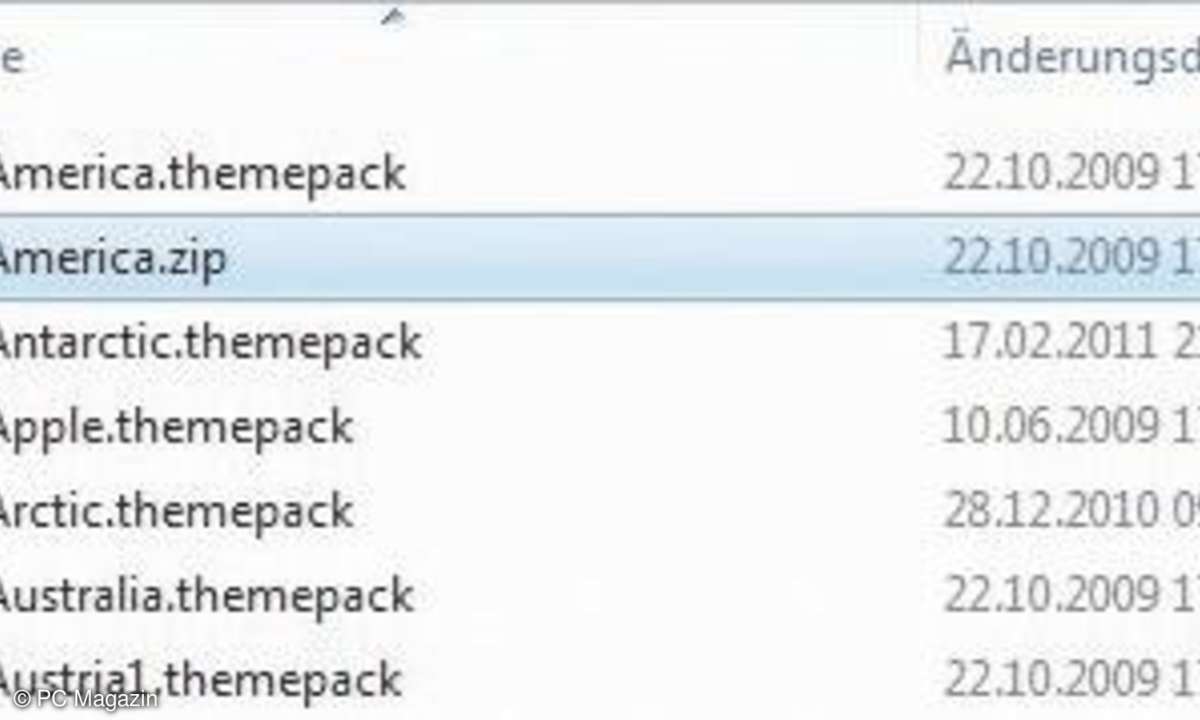Schön bunt: Aus .themepack wird .zip - und schon packen Sie die Hintergrundbilder aus.