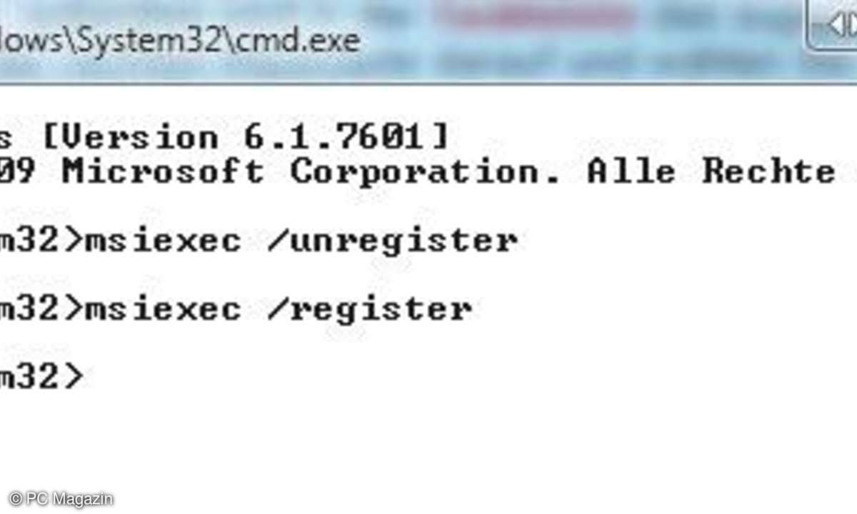 Mit zwei einfachen Befehlen bringen Sie den Windows Installer wieder auf Vordermann.
