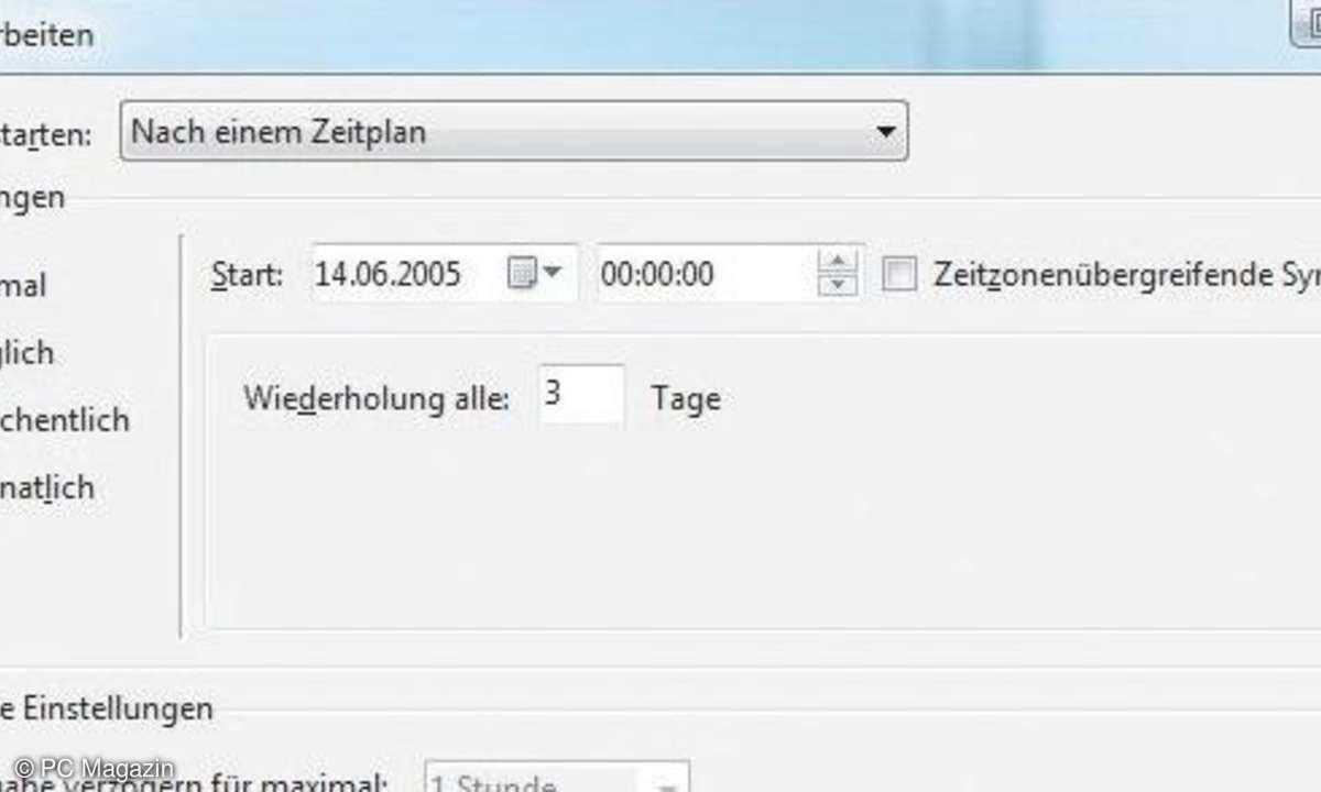 Speicherplatz sparen: Systeme, die nur selten verändert werden, benötigen weniger Wiederherstellungspunkte.