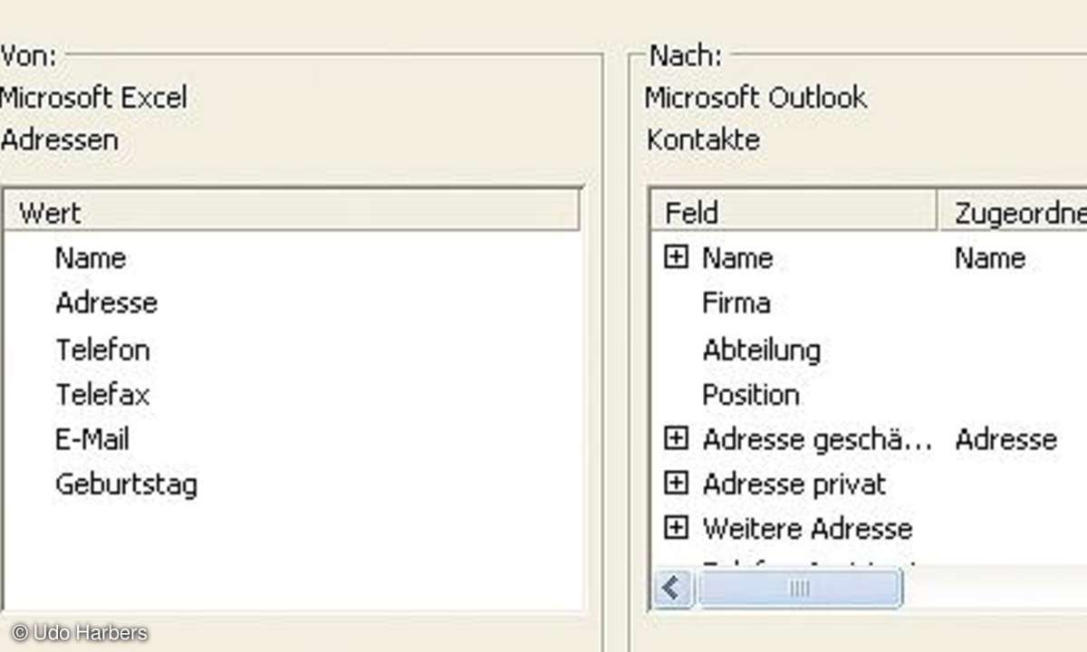 Importieren und exportieren in Excel