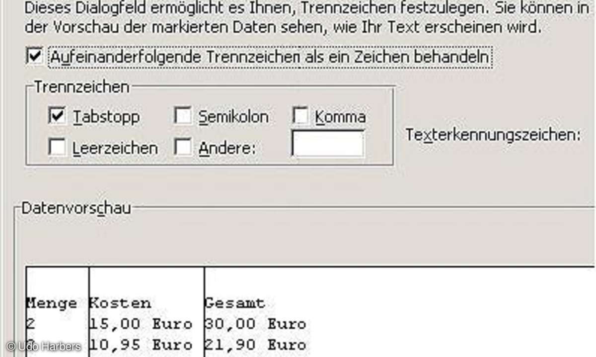 Importieren und exportieren in Excel