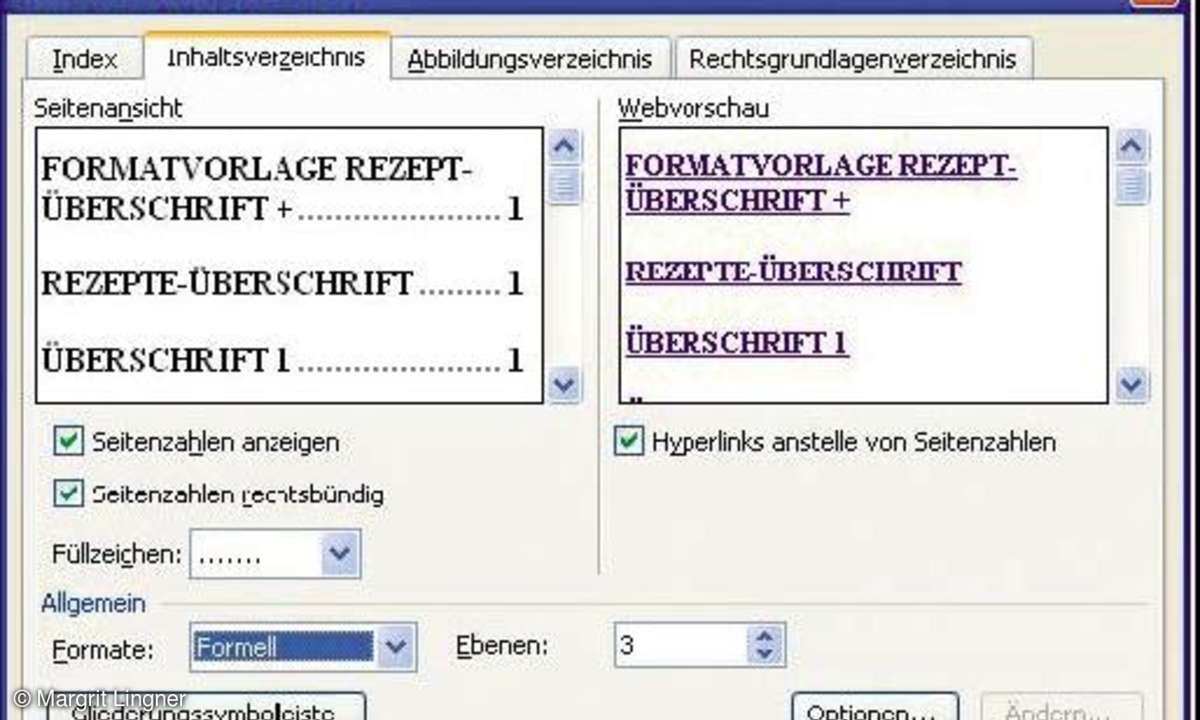 Persönliches Kochbuch mit Word