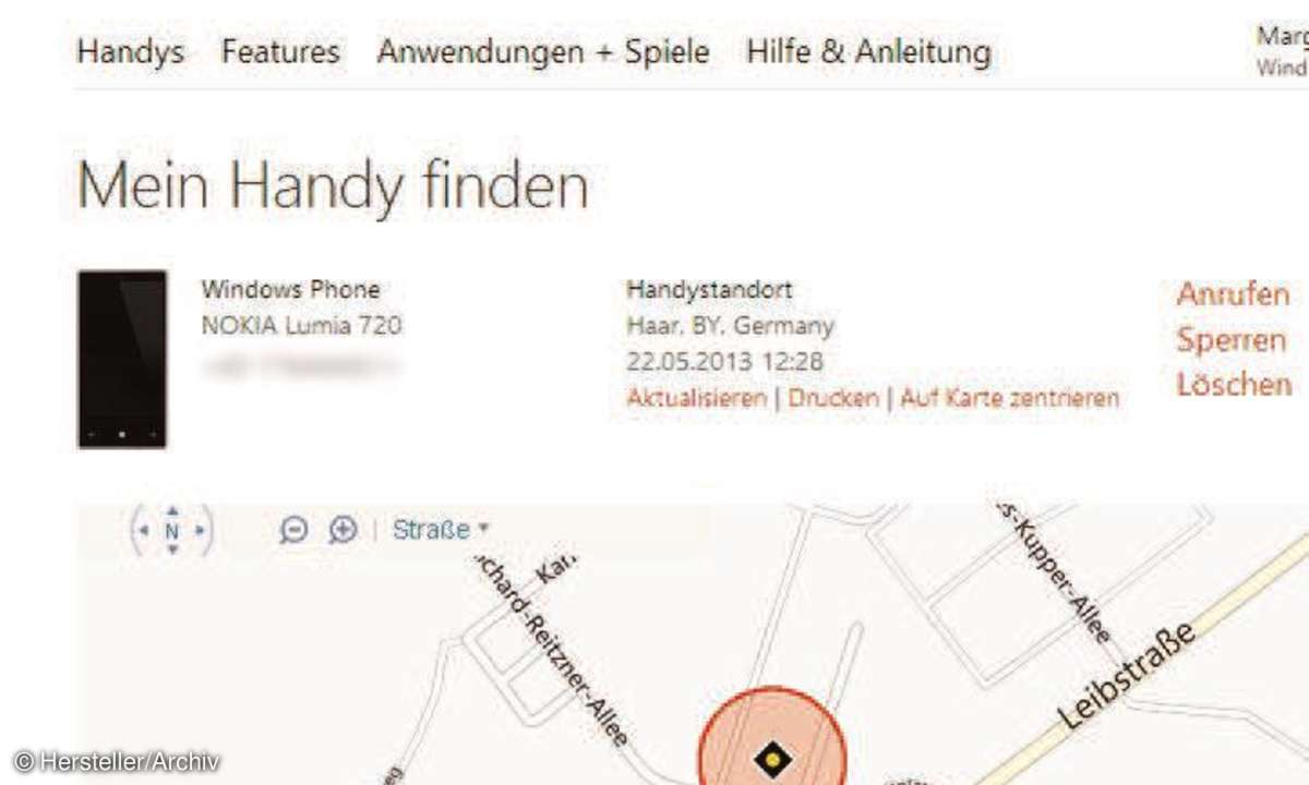 Integrierte Ortungsfunktion bei Windows-Phones