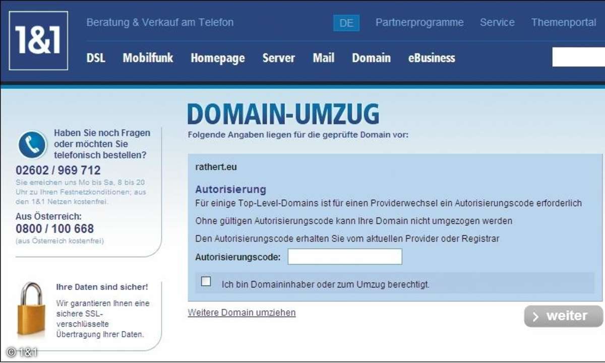 Domain-Umzug