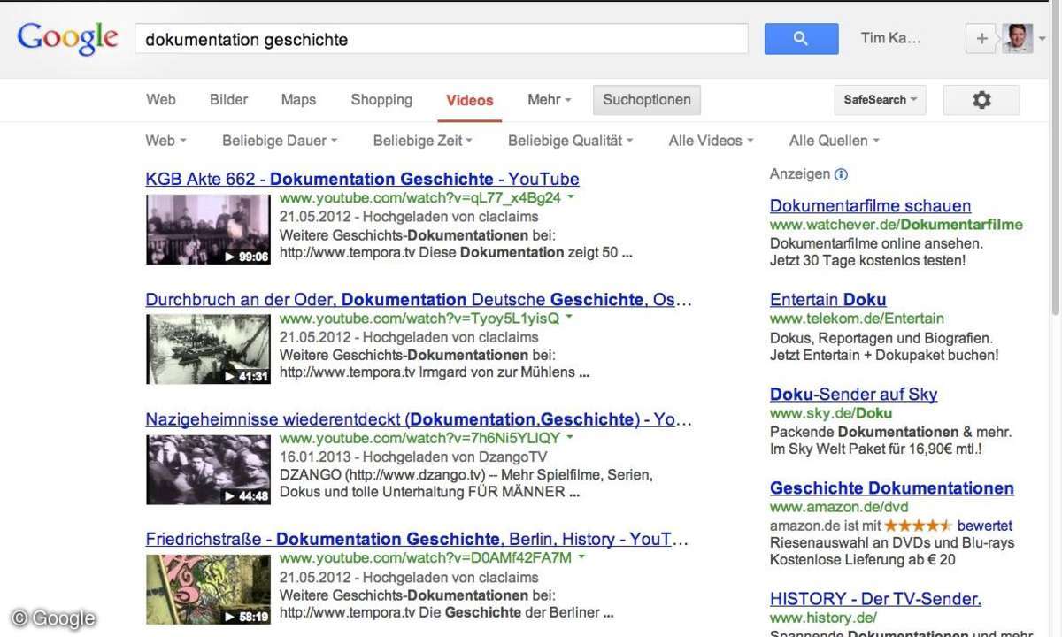 Google Videosuche