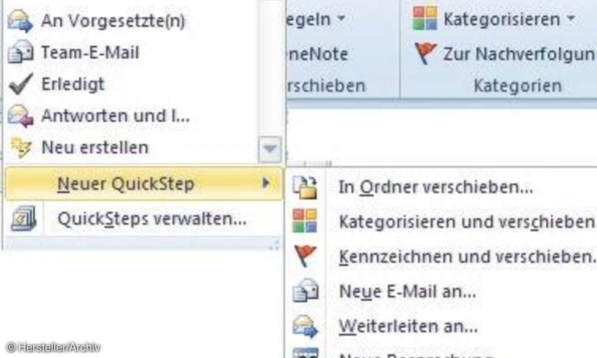 QuickSteps für Outlook 2010