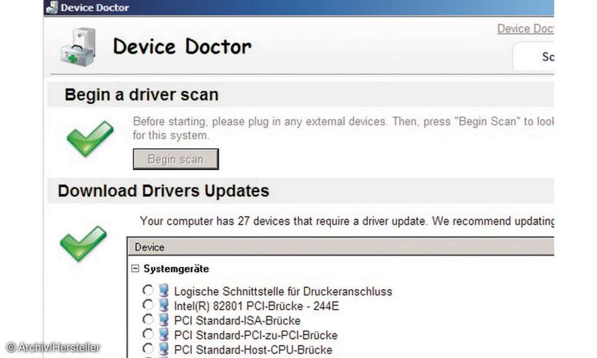 Device Doctor Suche veraltete Treiber