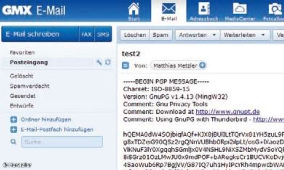 GMX-Mail, Nachrichtentext