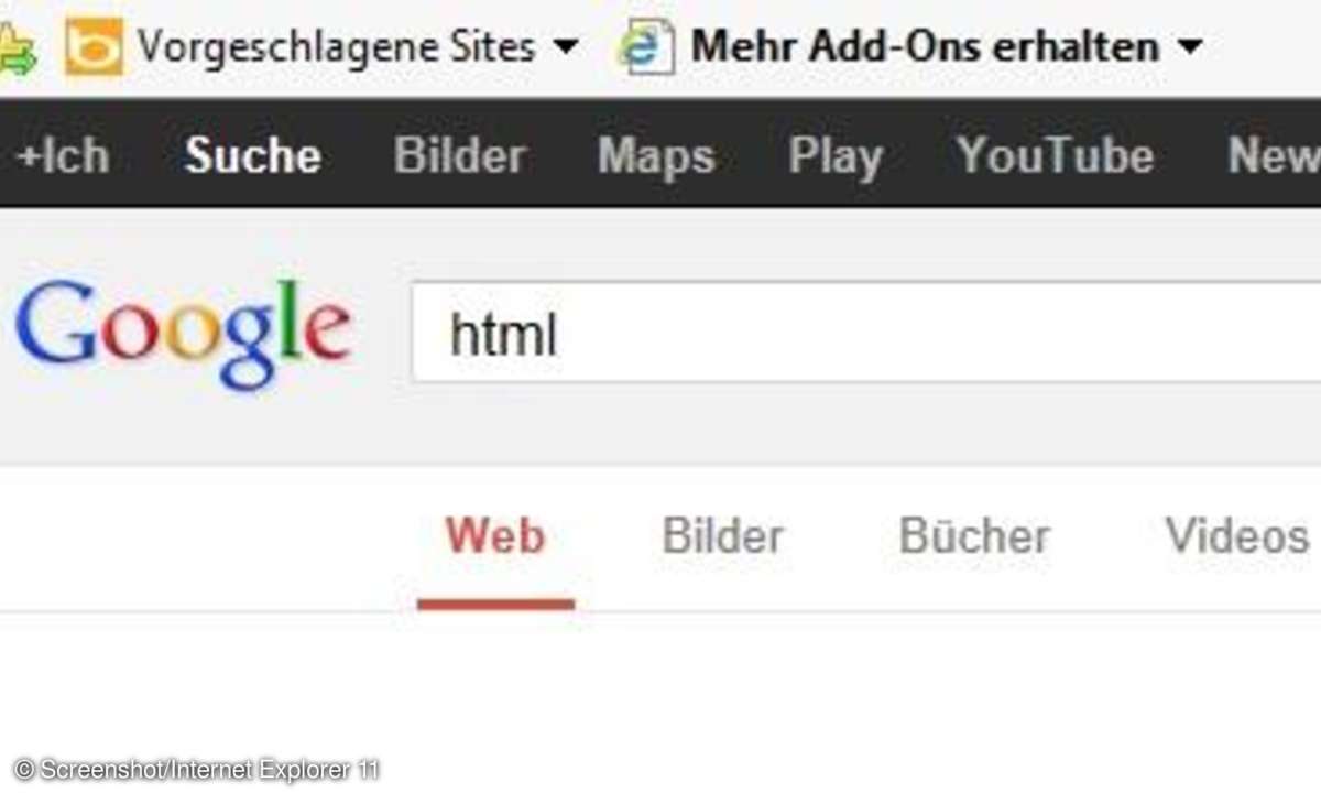 Lesezeichen-Leiste, Internet Explorer 11