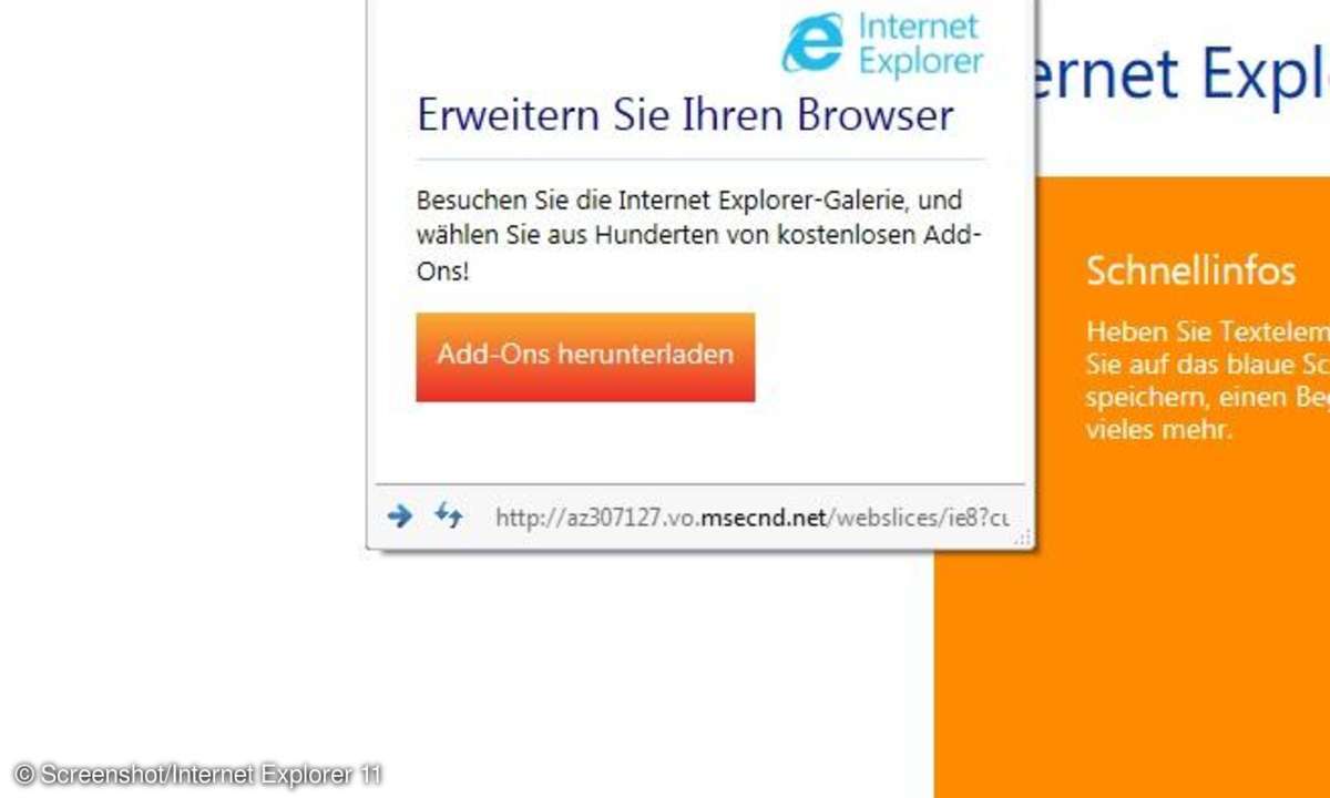 Add-Ons herutnerladen, Internet Explorer 11