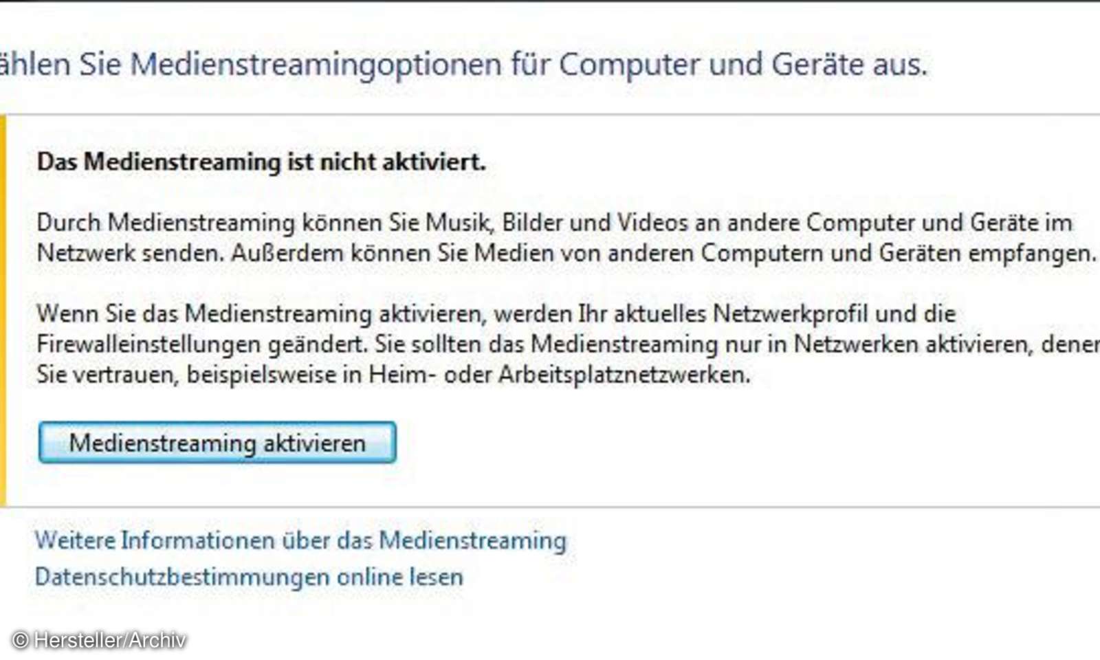 Tipp So aktivieren Sie die StreamingFunktion beim Media Player