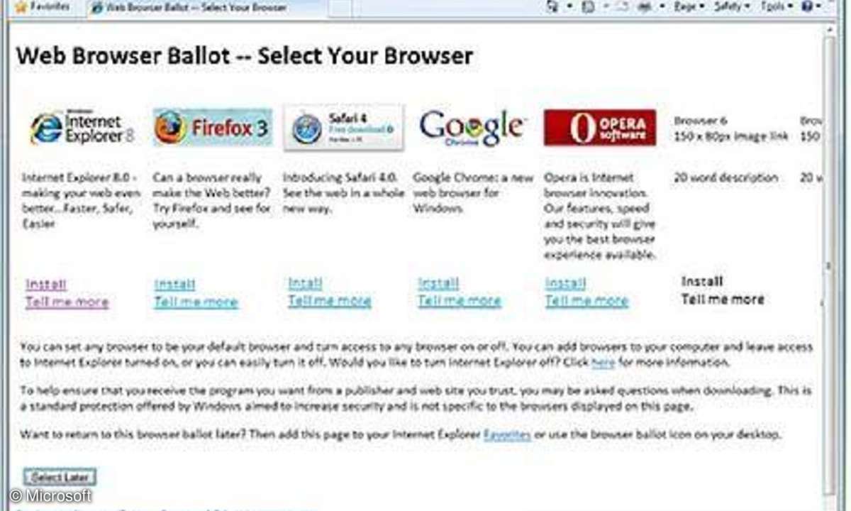 Mockup für die Browser-Wahl