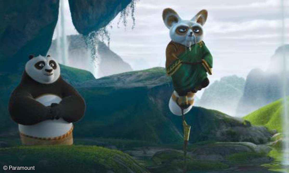 Meister Shifu erklärt Po, dass er seinen inneren Frieden finden muss, um die nächste Stufe zu einem sehr guten Kung-Fu-Kämpfer erklimmen zu können.