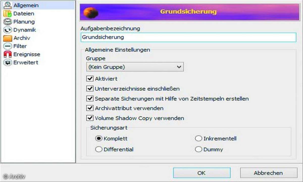 Cobian backup, festplattentool