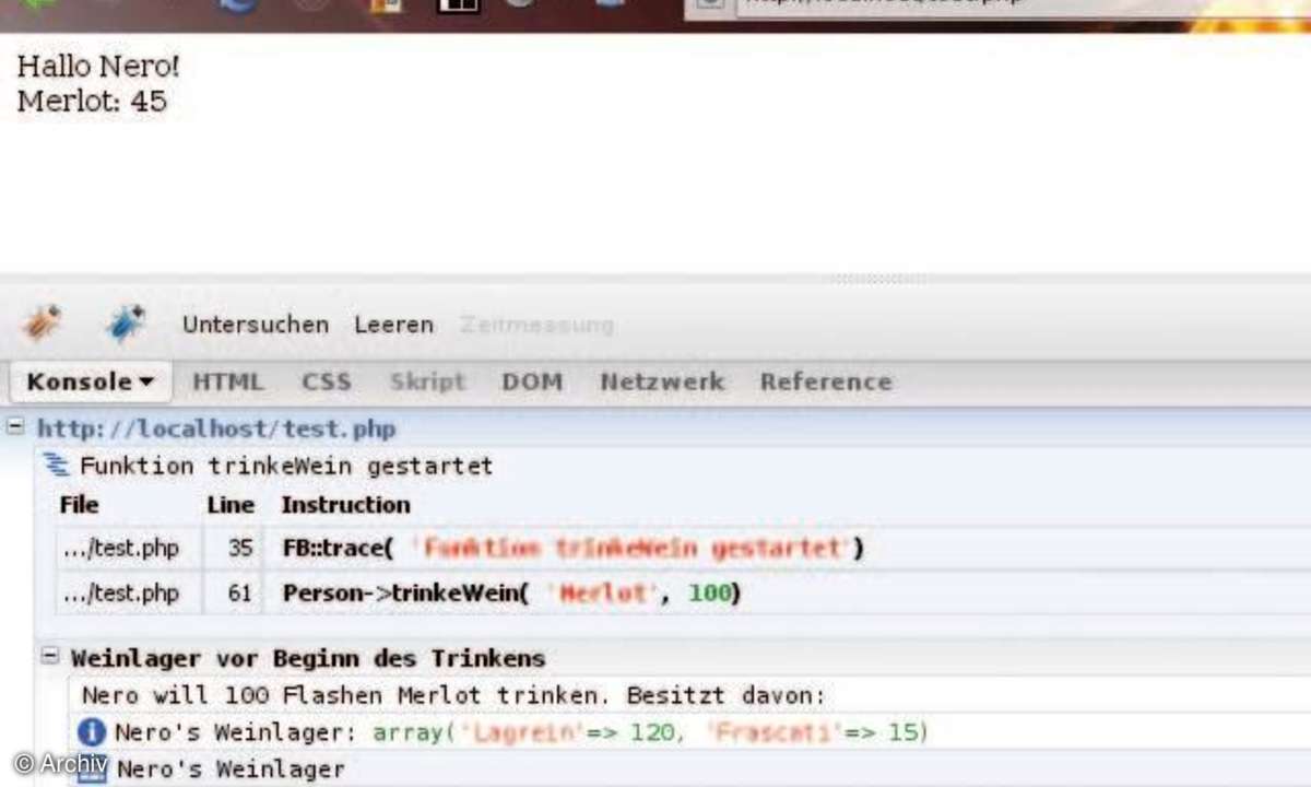Firebug-Erweiterung FirePHP