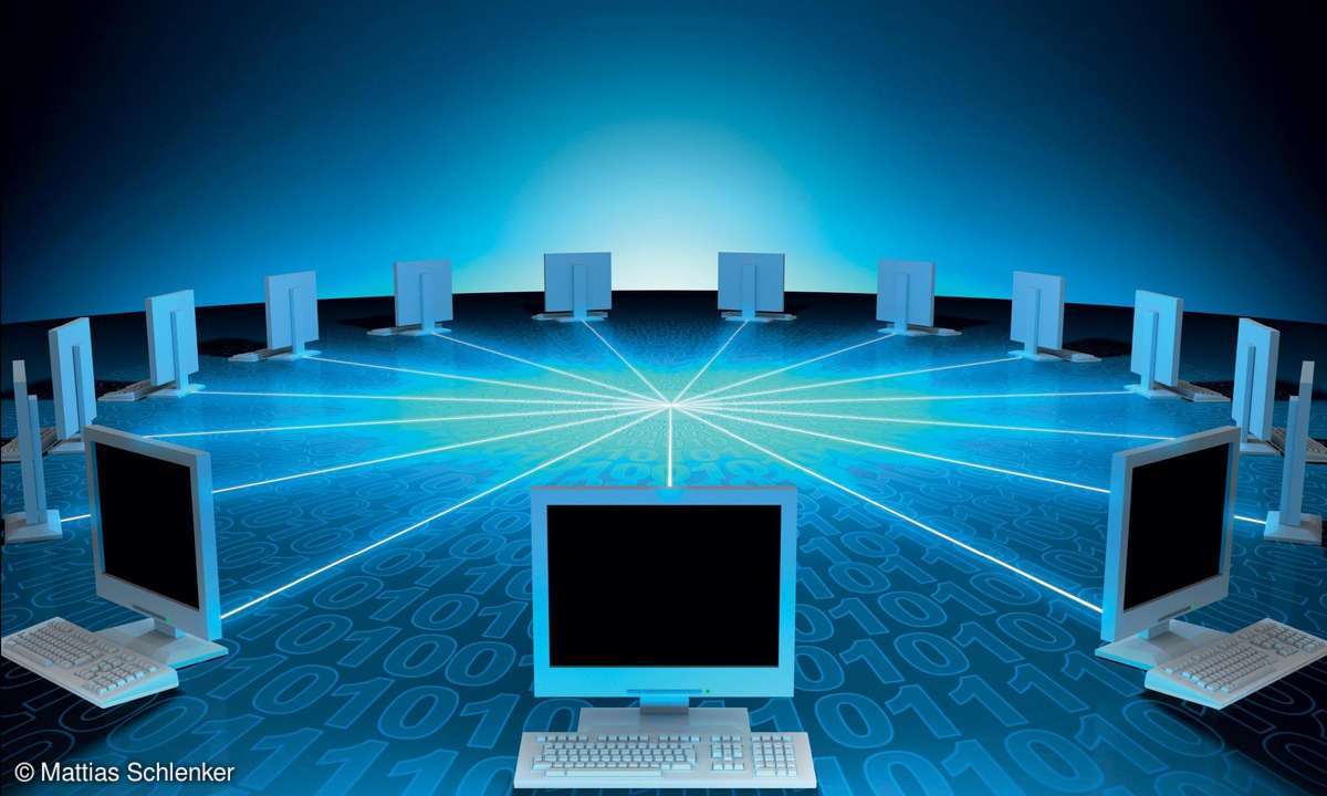 Vernetzte Computer Netzwerk Cloud Wolke