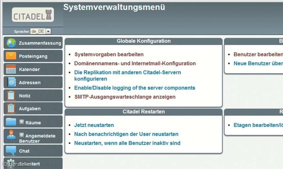 Citadel, Webmail, Server