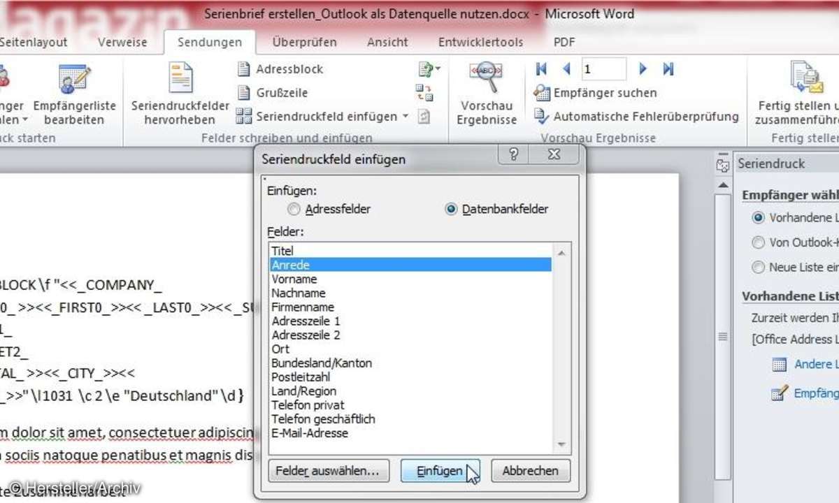office, serienbrief